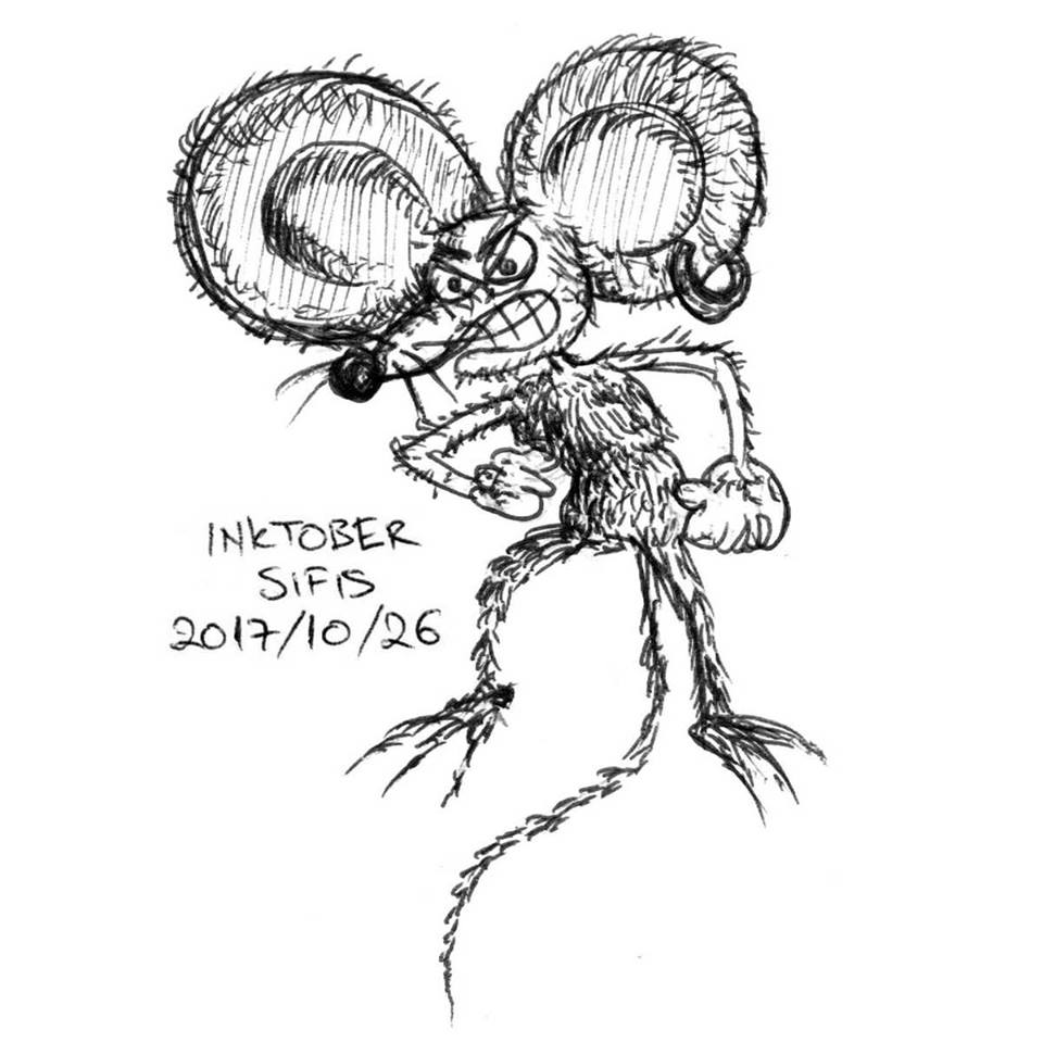 Angry Mouse Cartoon - Ballpoint pen sketch